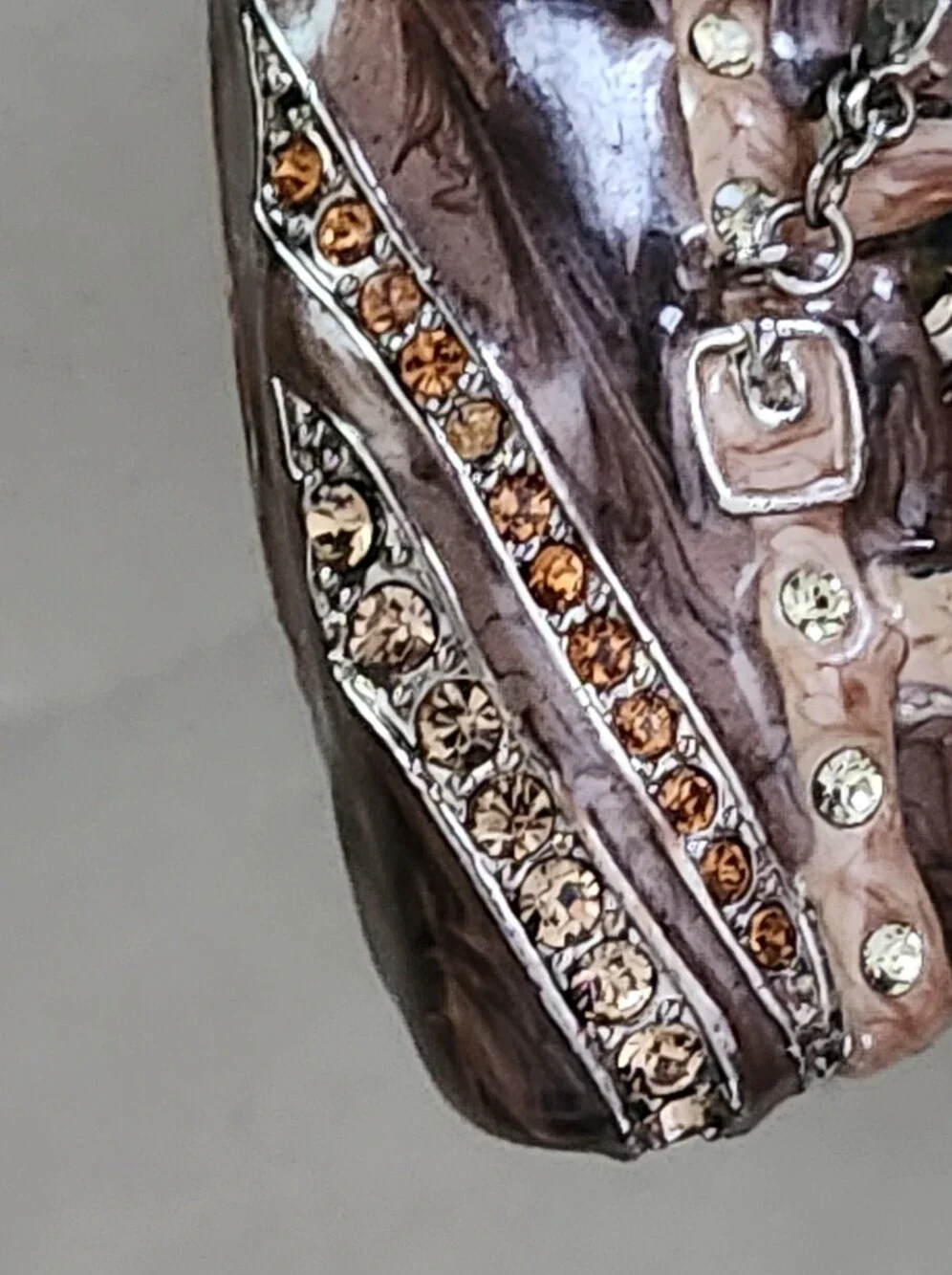Alexander Kalifano Amber & Clear Crystal-Accented Brown Enameled Purse Keychain